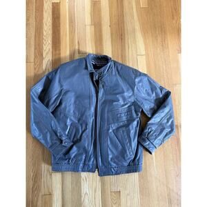 Vintage Cooper Jacket Size L Gray Leather Flight Biker Bomber Moto Sherpa Lined